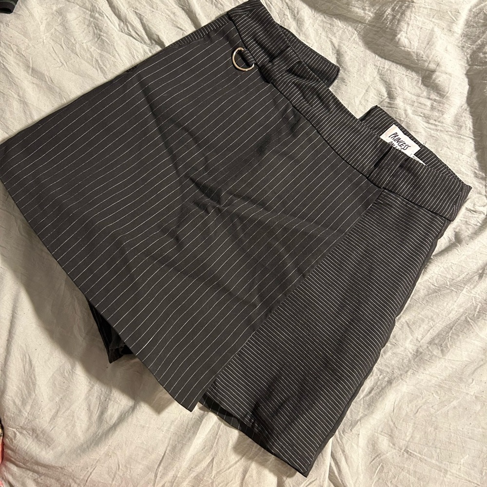 Princess Polly black skort with white stripe detail
